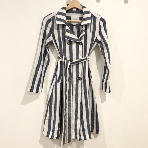 Habitual Girl Other - Habitual Girl Stripe Linen Button Trench Coat 10